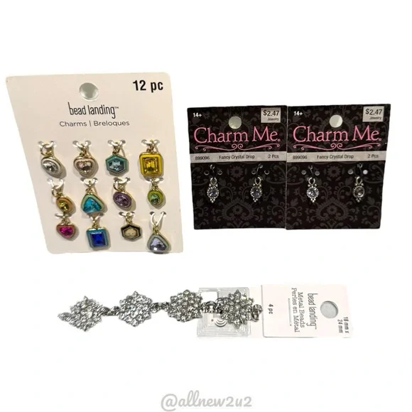 Bead Landing & Charm Me Silver Gold Charms Bracelet Findings - Picture 3 of 9